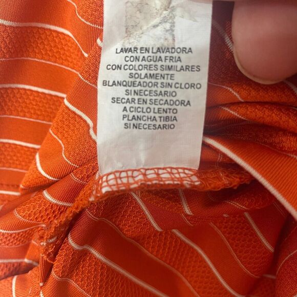 PGA Tour Mens Shirt Polo XL Extra Large‎ Orange Striped Short Sleeve Golf Sports - Picture 5 of 13